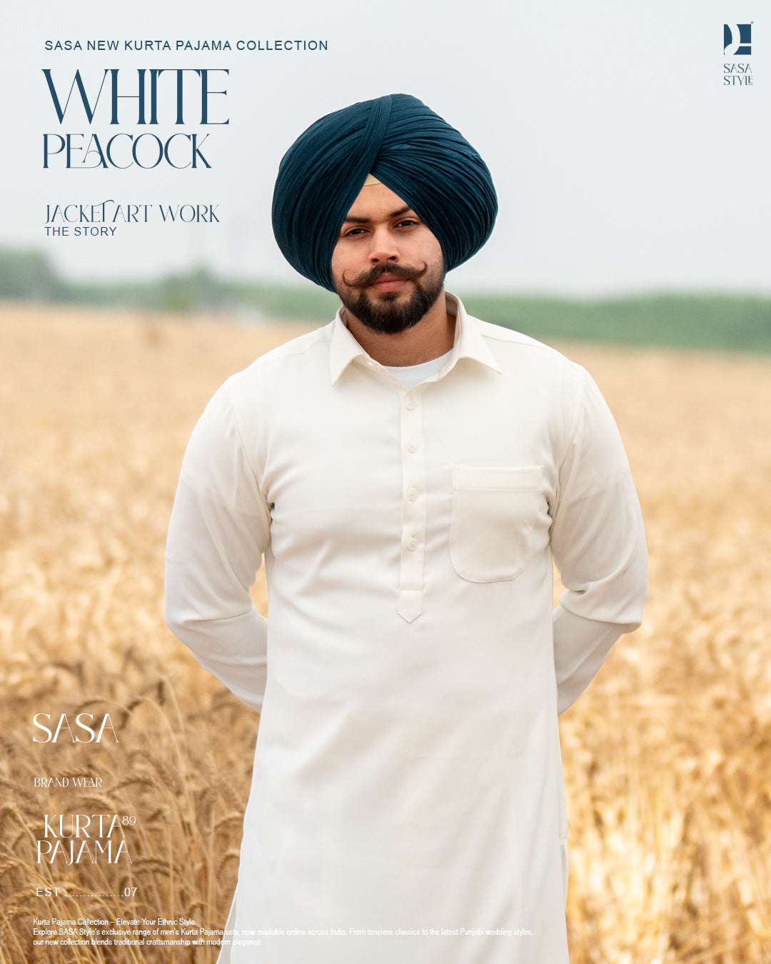 Off White Peacock Embroidered Jacket with Off White Kurta Salwar