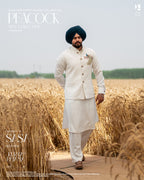 Off White Peacock Embroidered Jacket with Off White Kurta Salwar