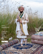 Off White Sherwani with Multicolor Floral Embroidery