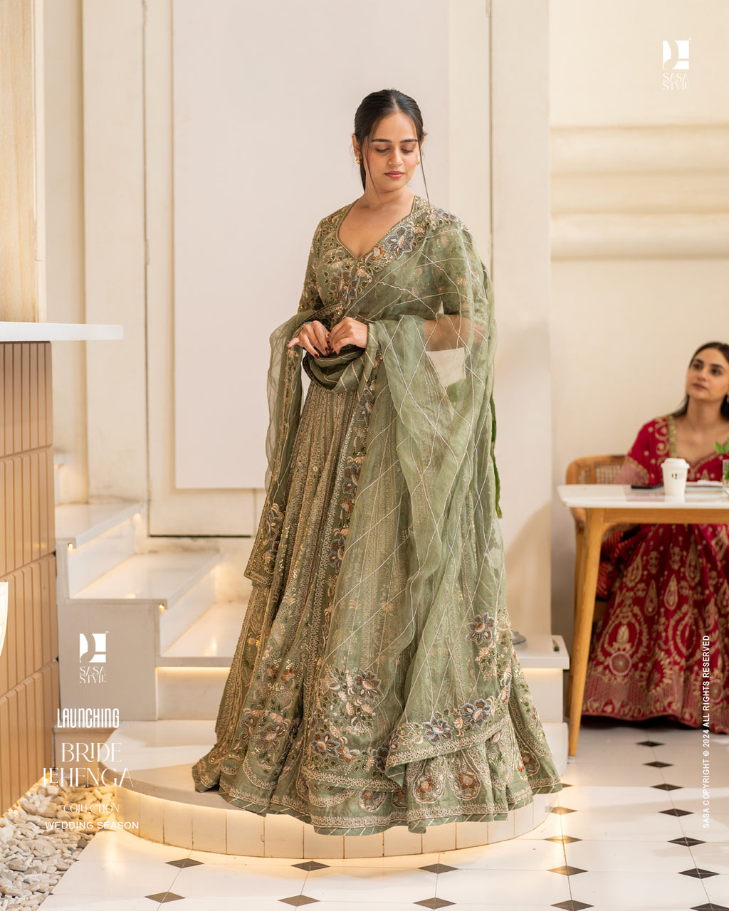 Captivating Olive Green Lehenga