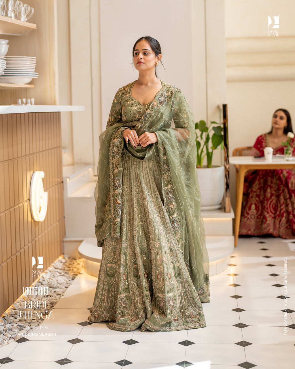 Captivating Olive Green Lehenga