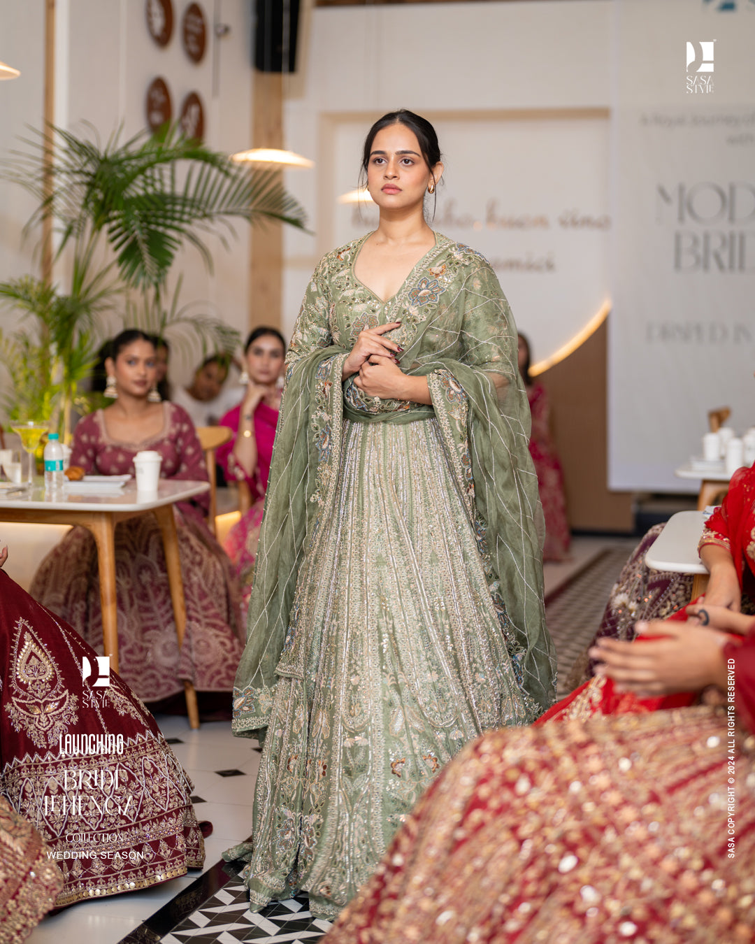 Captivating Olive Green Lehenga