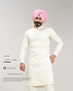 Olive Green Velvet Embroidered Jacket with Ivory Kurta Pajama