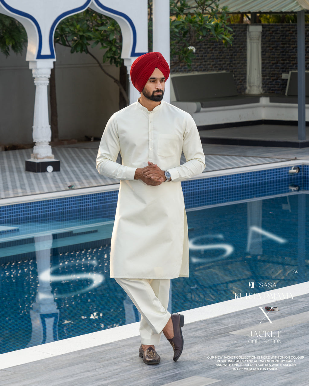 Olive Pocket Style Jacket with Ivory Kurta Pajama