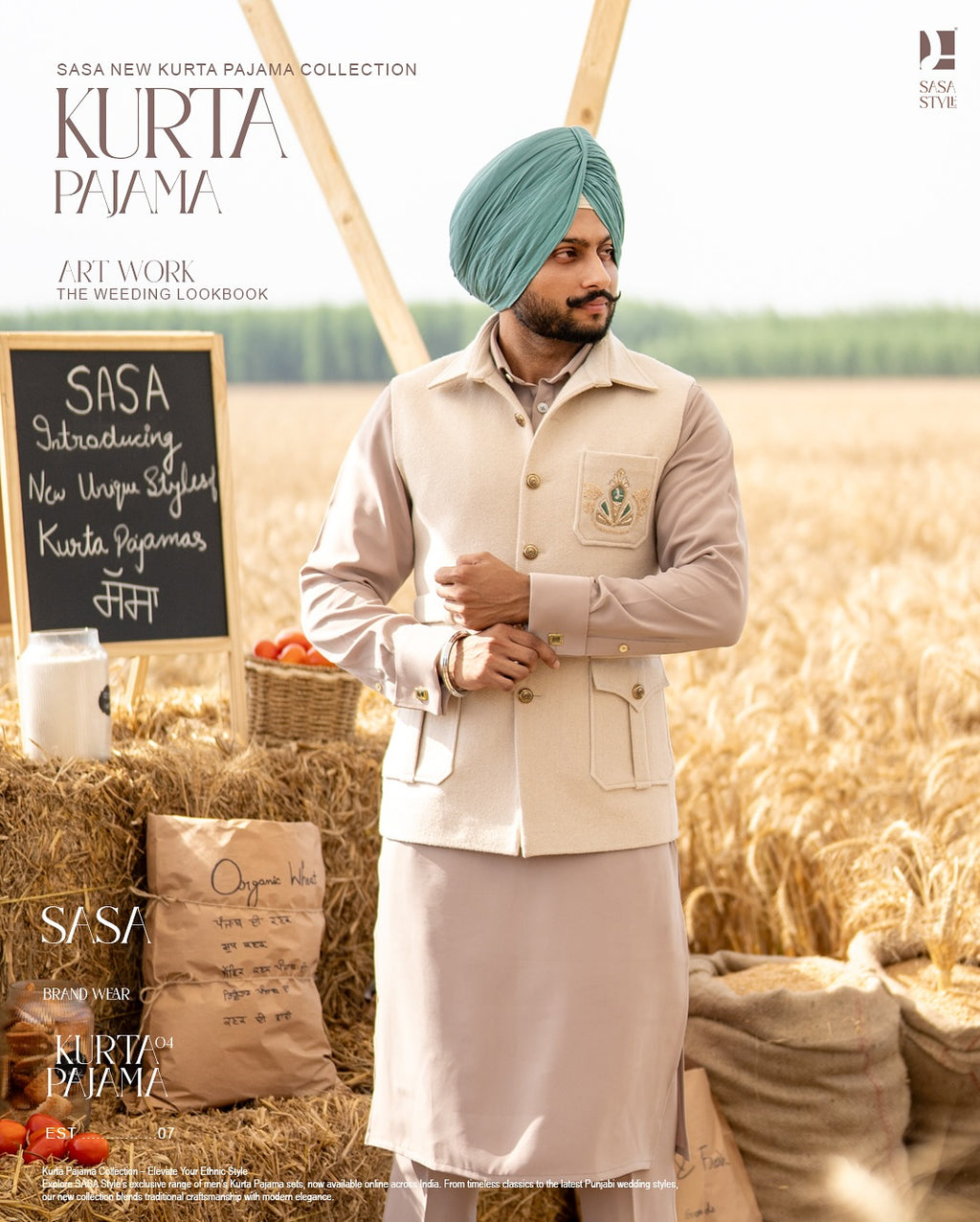 Pale Ivory Embroidered Jacket with Light Beige Kurta Pajama