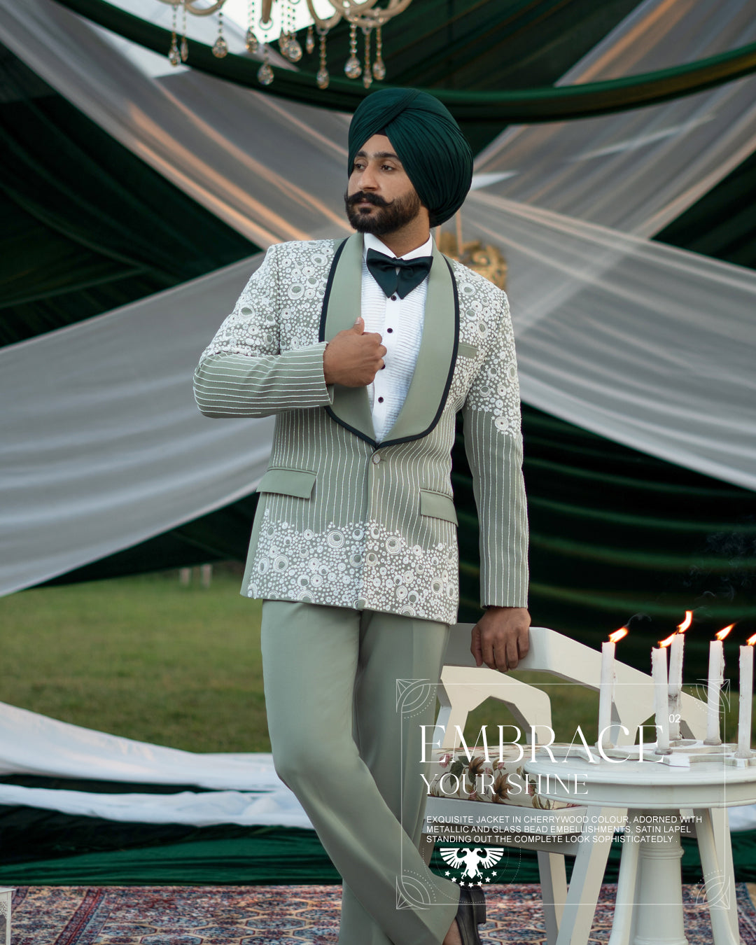 Pastel-Hue Pistachio 2pc Tuxedo Pant