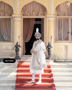 Pastel Leaf Sherwani – Subtle Elegance for the Modern Groom