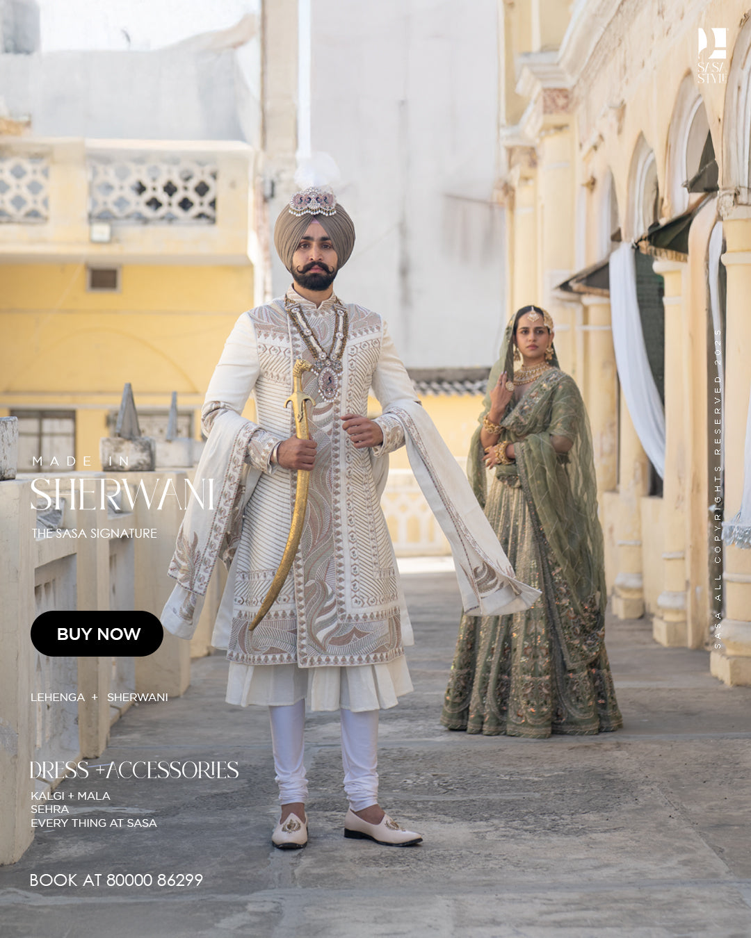 Pastel Leaf Sherwani – Subtle Elegance for the Modern Groom
