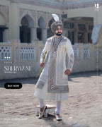 Pastel Leaf Sherwani – Subtle Elegance for the Modern Groom