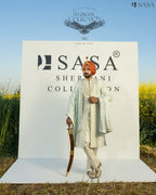 Pastel Mint Sherwani Set with Handcrafted Detailing