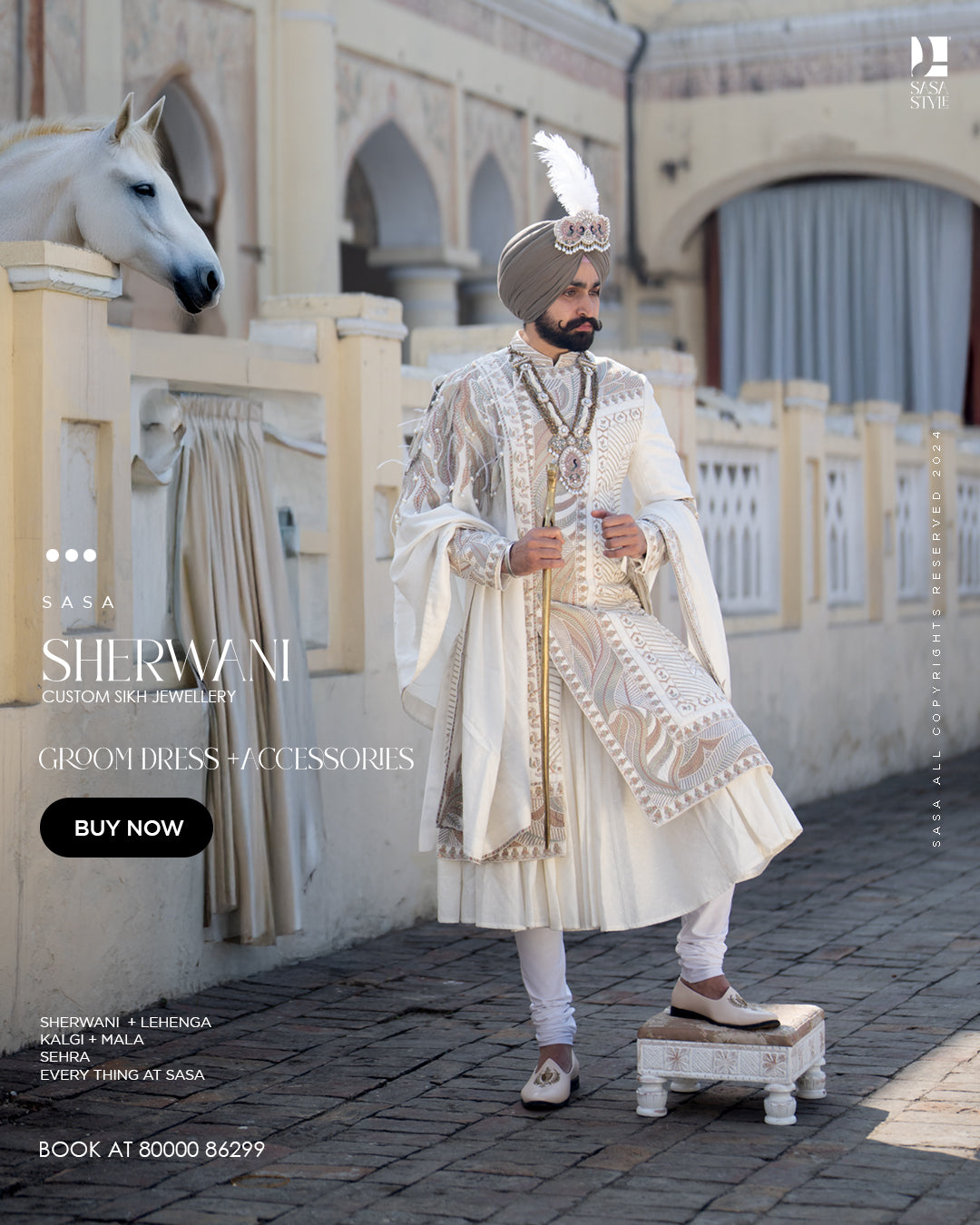 Pastel Leaf Sherwani – Subtle Elegance for the Modern Groom