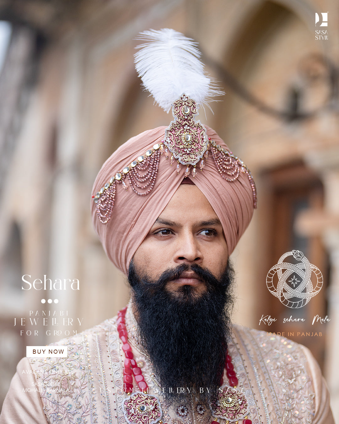 Peach Pearl Layered Kalgi