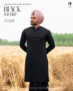 Peacock Embroidered Black Jacket with Classic Kurta Chadra