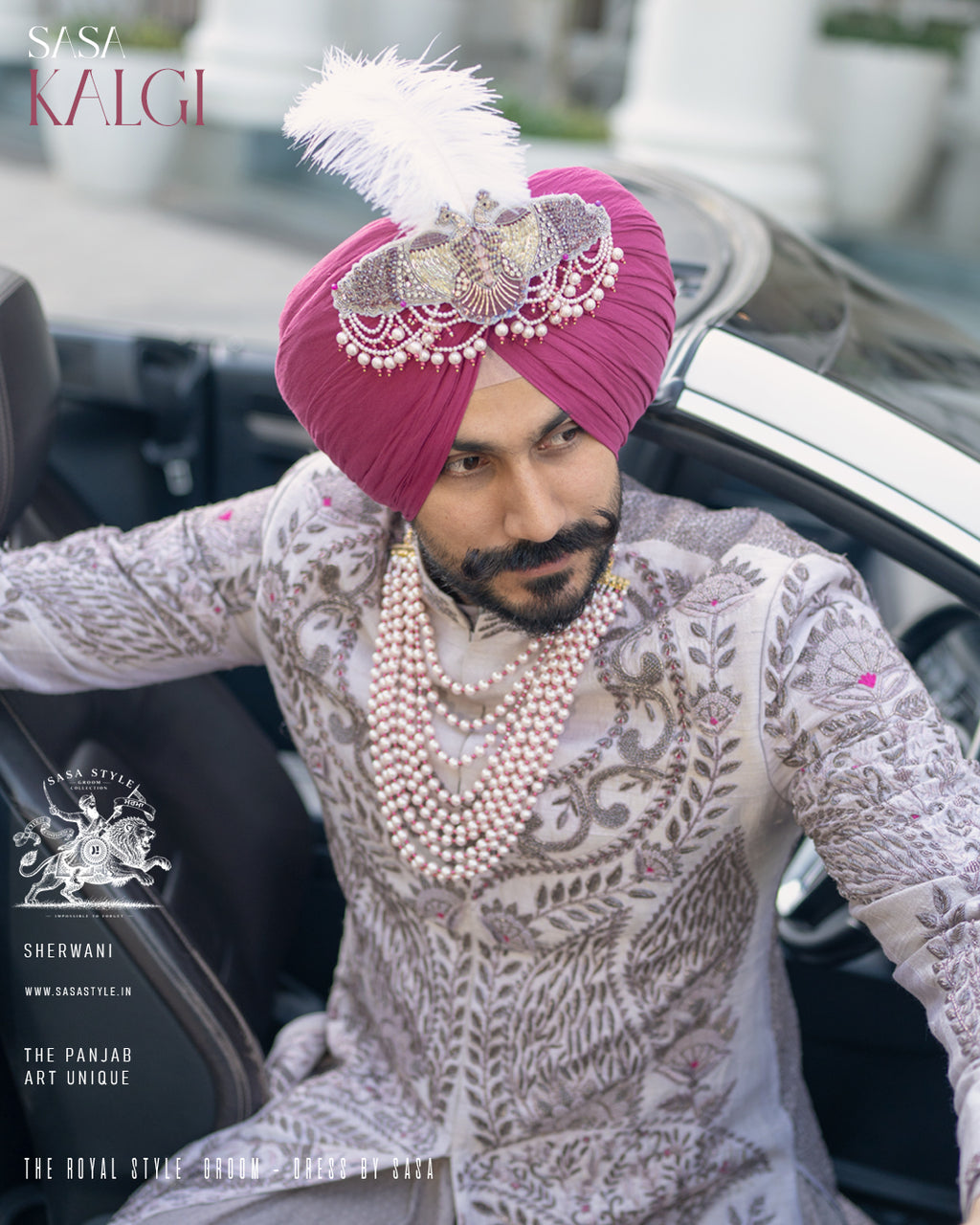 Pink Magenta Mala Sherwani Radiating Royal Grandeur