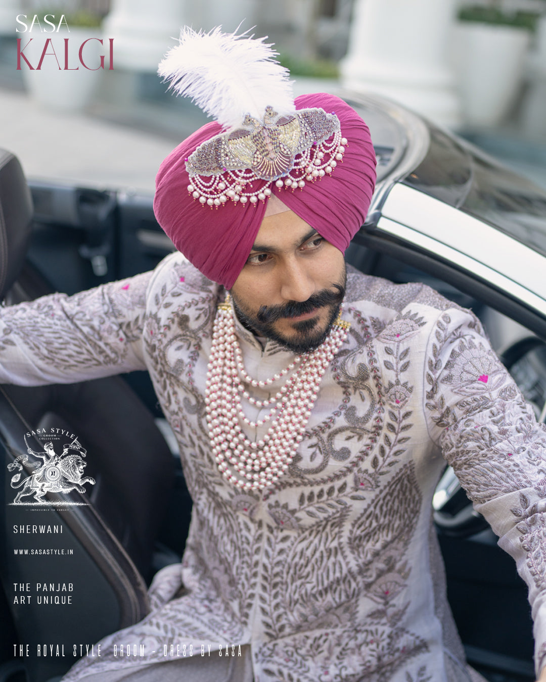 Pink Magenta Mala Sherwani Radiating Royal Grandeur
