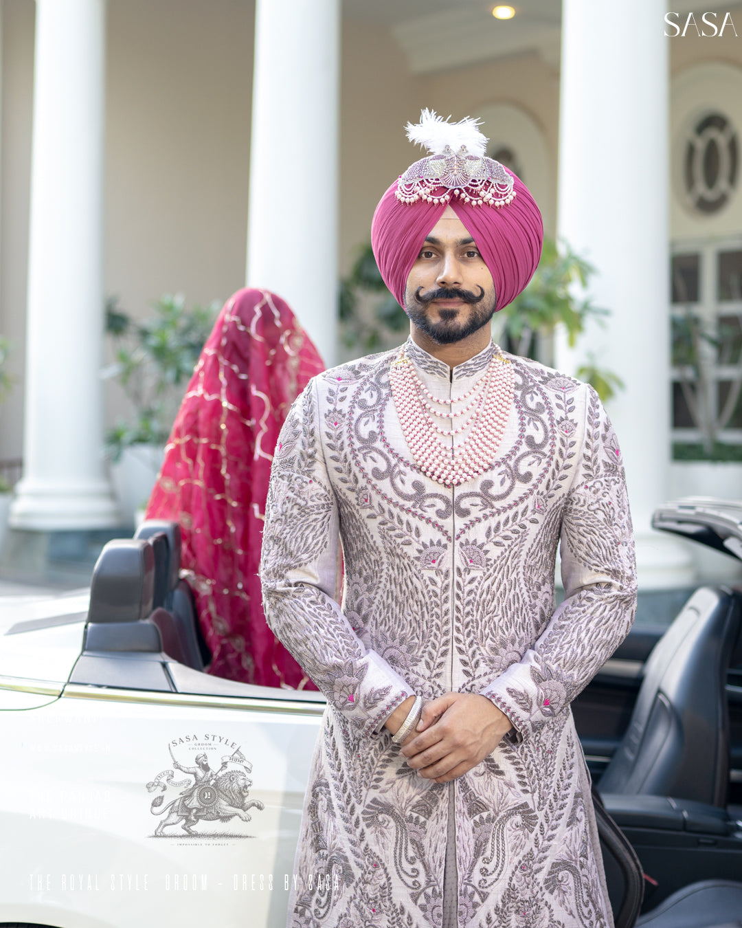 Pink Magenta Mala Sherwani Radiating Royal Grandeur