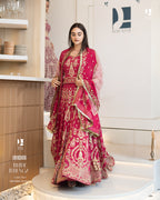 Stunning Magenta Pink Pure Silk Lehenga with Hand Embroidery