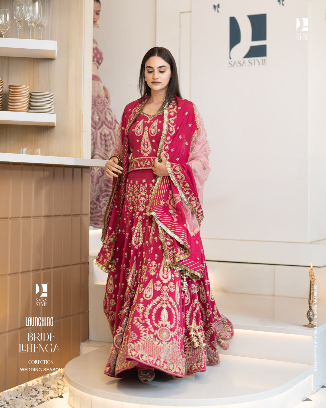 Stunning Magenta Pink Pure Silk Lehenga with Hand Embroidery