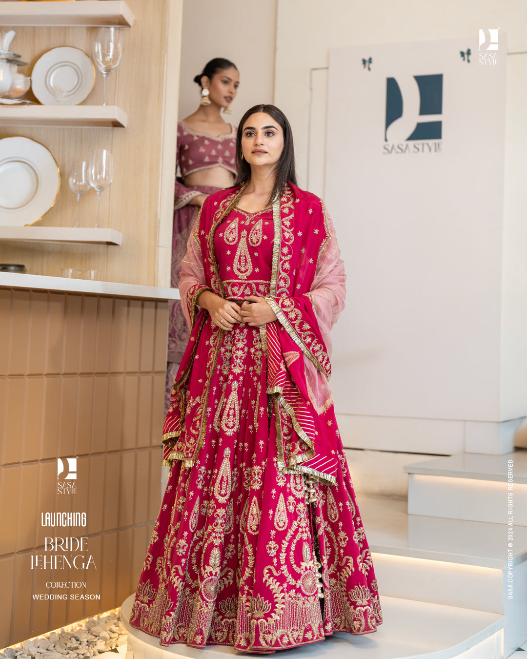 Stunning Magenta Pink Pure Silk Lehenga with Hand Embroidery
