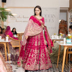 Stunning Magenta Pink Pure Silk Lehenga with Hand Embroidery