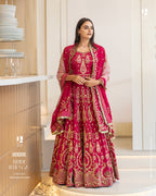 Stunning Magenta Pink Pure Silk Lehenga with Hand Embroidery