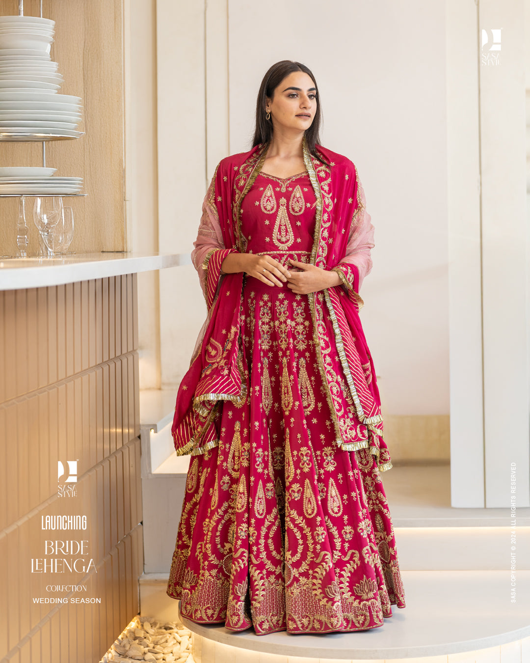 Stunning Magenta Pink Pure Silk Lehenga with Hand Embroidery