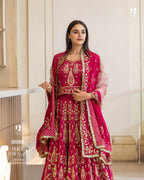 Stunning Magenta Pink Pure Silk Lehenga with Hand Embroidery