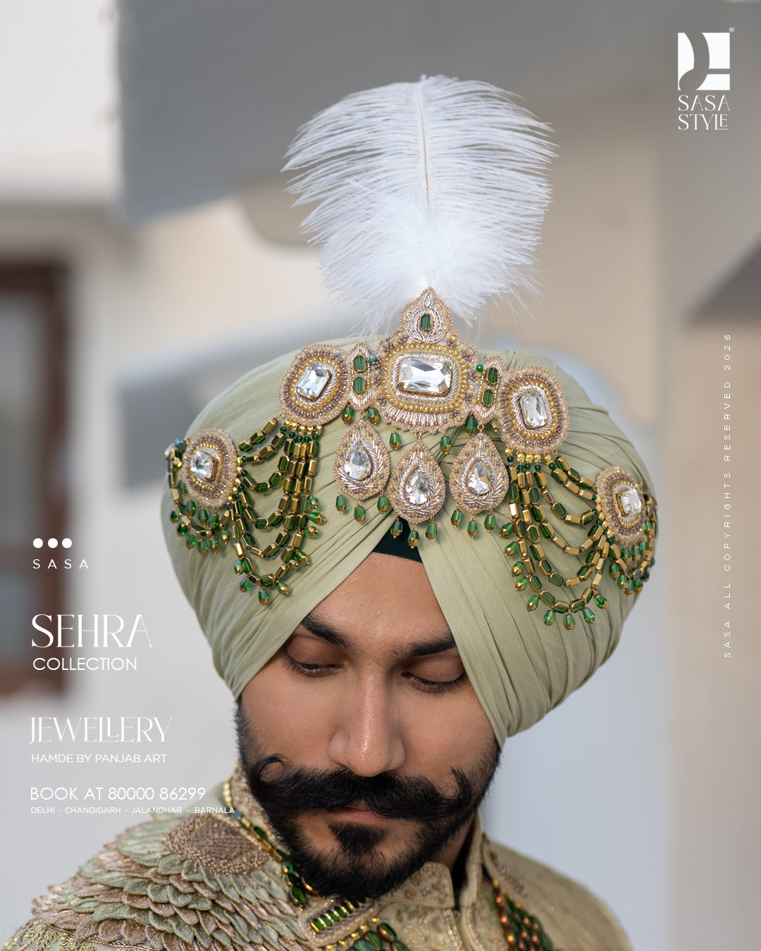Pista Green Chanderi Sherwani with Embroidered Dupin Silk Palla