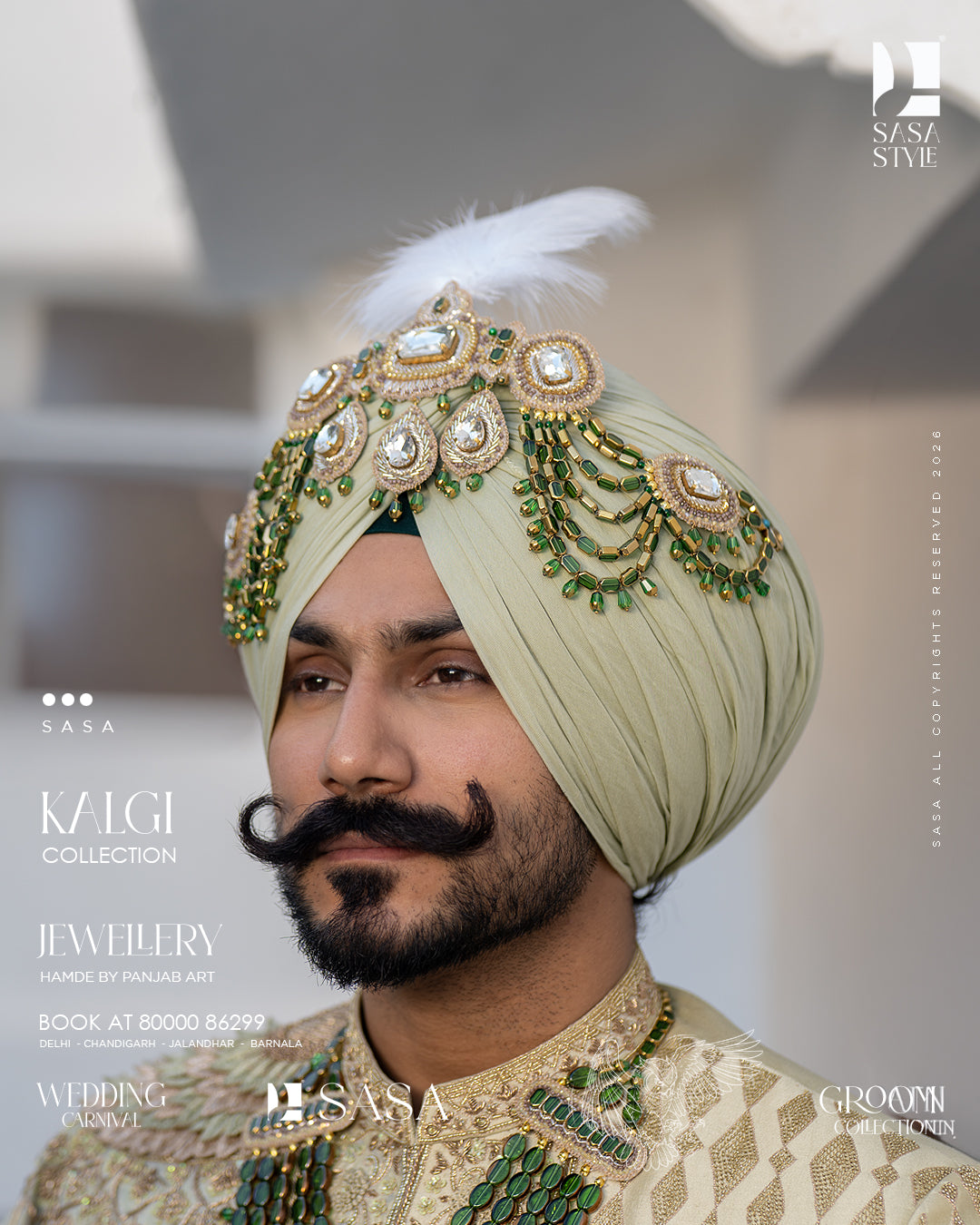 Pista Green Chanderi Sherwani with Embroidered Dupin Silk Palla