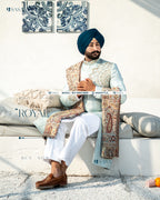 Powder Blue Achkan with Kurta Pajama