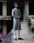 Luxury Grey Achkan with Contemporary Elegance and Royal Craftsmanship