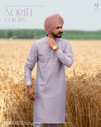 Purple Grey Embroidered Jacket with Classic Kurta Pajama