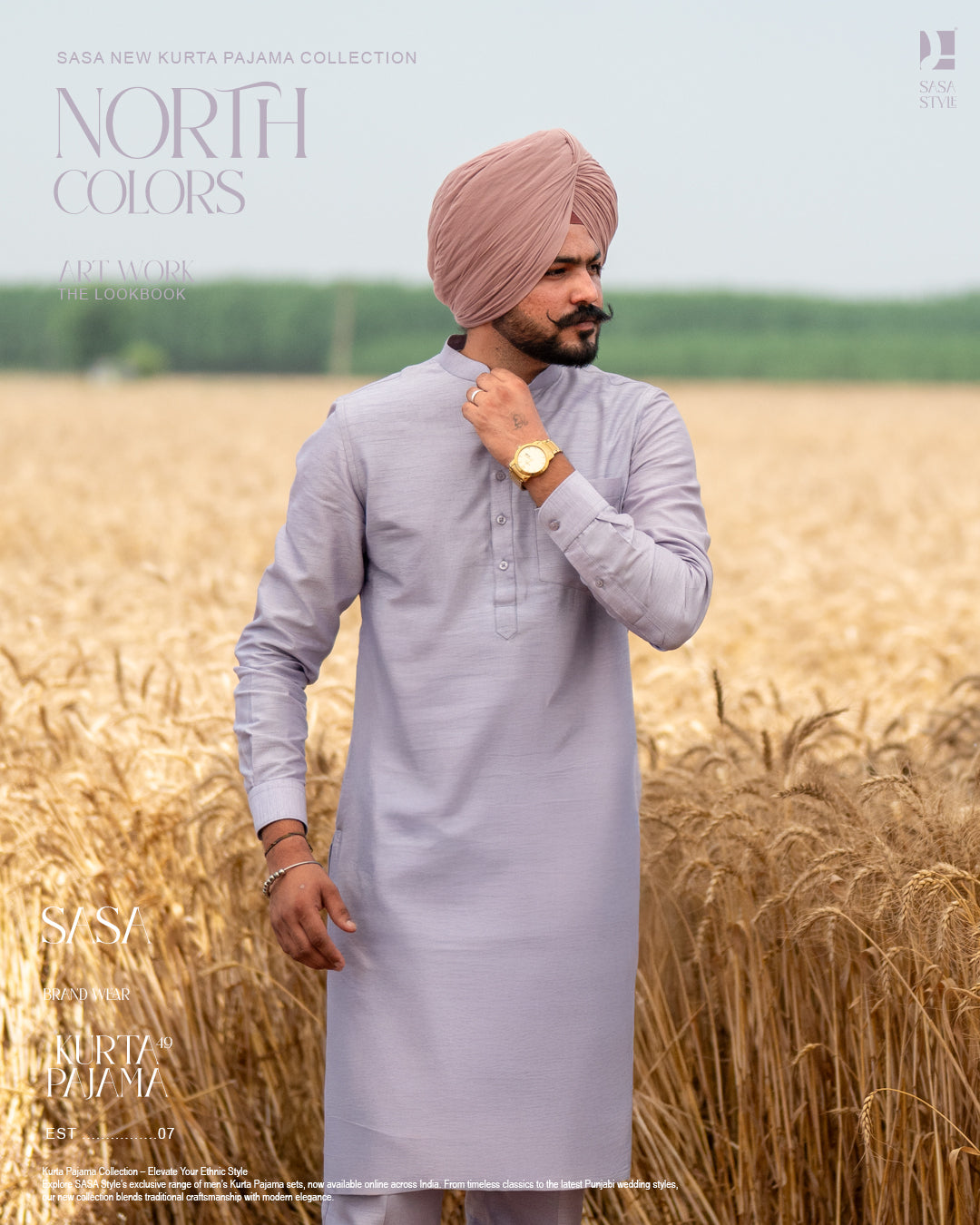 Purple Grey Embroidered Jacket with Classic Kurta Pajama