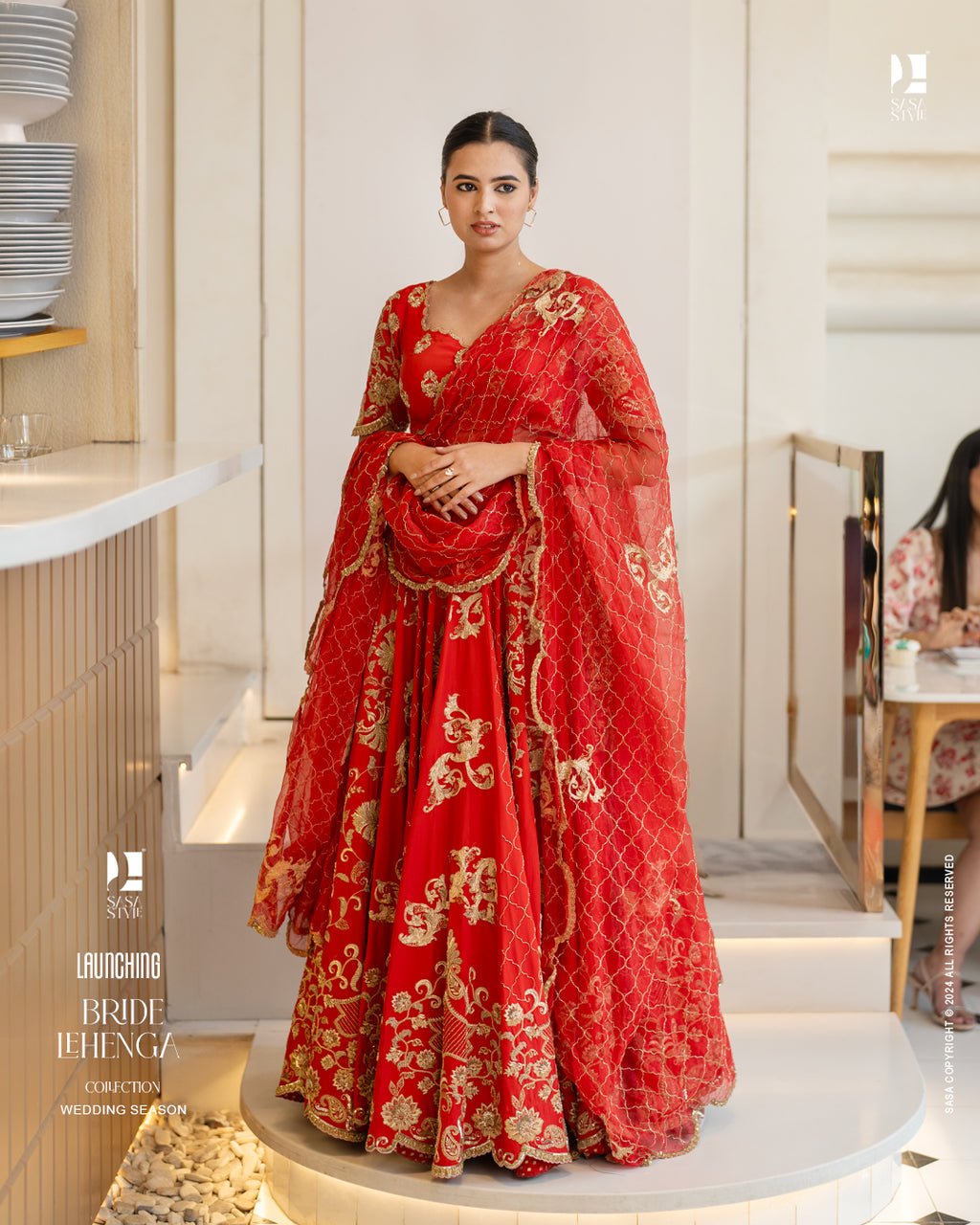 Stunning RED Lehenga Along with Cutwork Organza Duppata