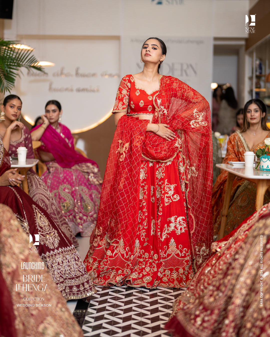 Stunning RED Lehenga Along with Cutwork Organza Duppata