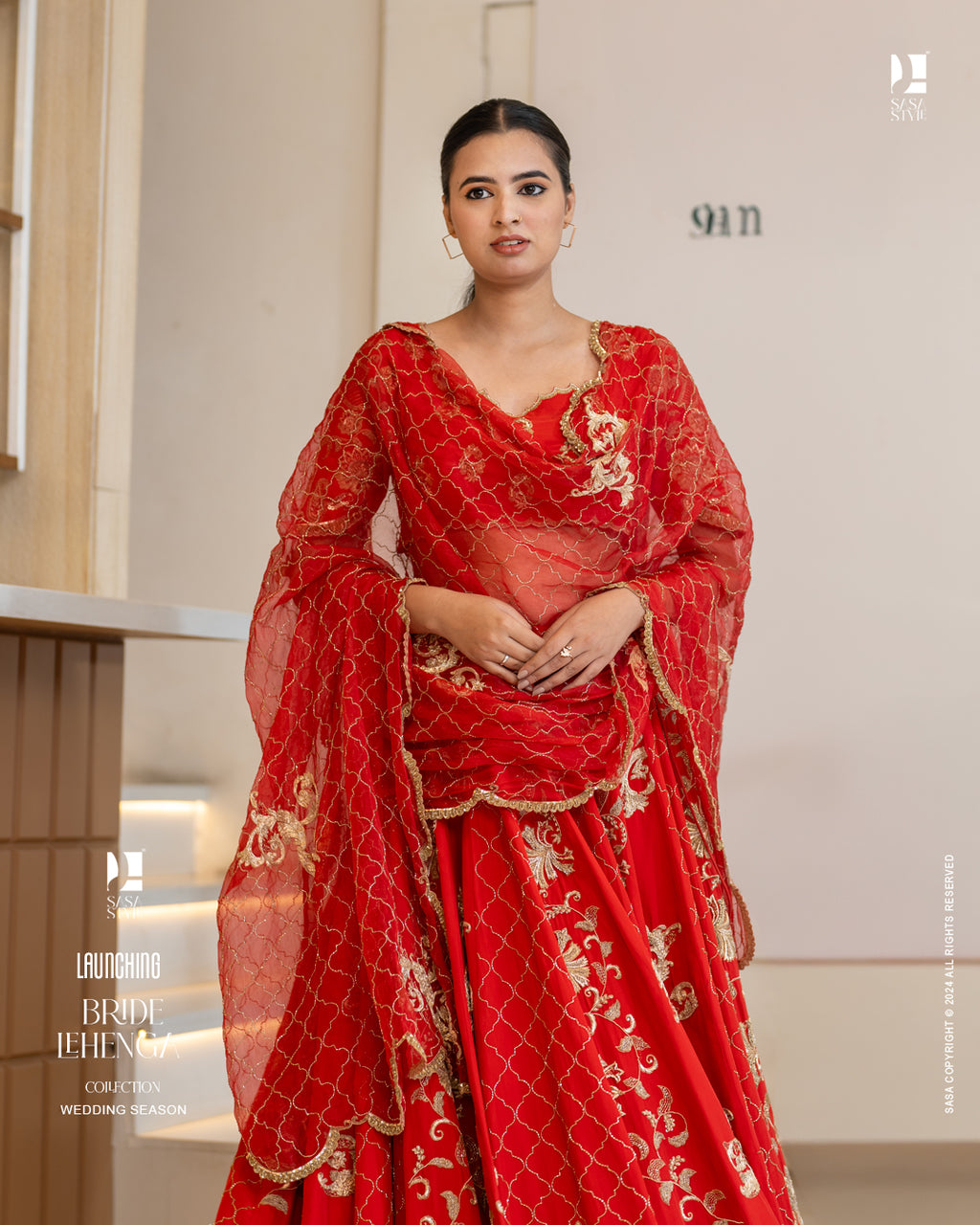 Stunning RED Lehenga Along with Cutwork Organza Duppata