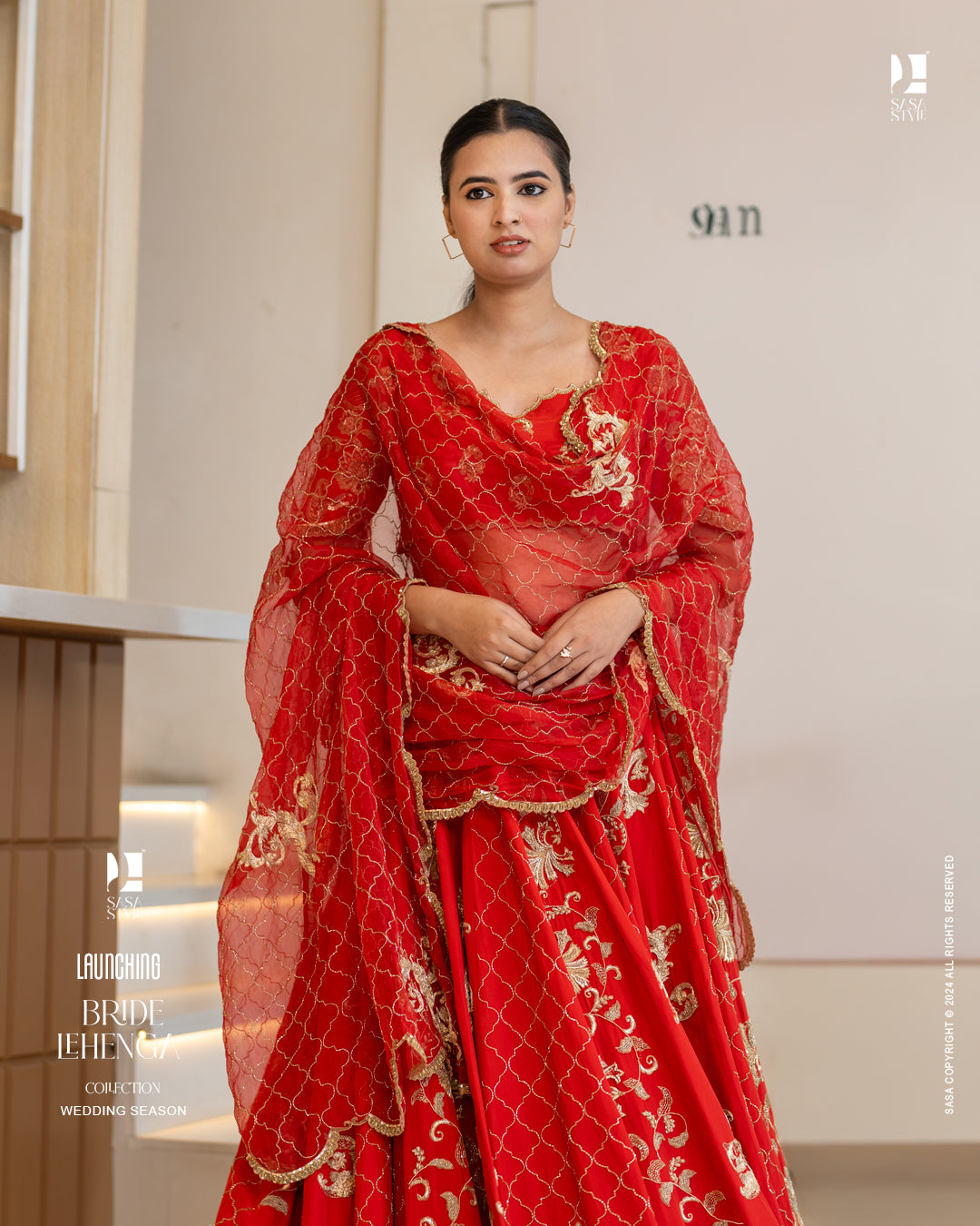 Stunning RED Lehenga Along with Cutwork Organza Duppata