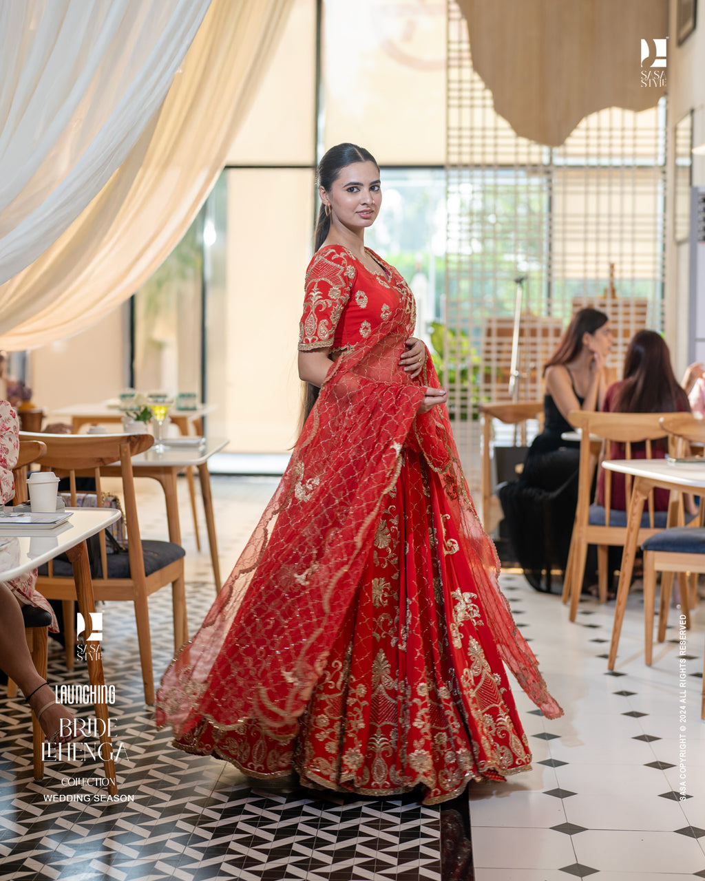 Stunning RED Lehenga Along with Cutwork Organza Duppata