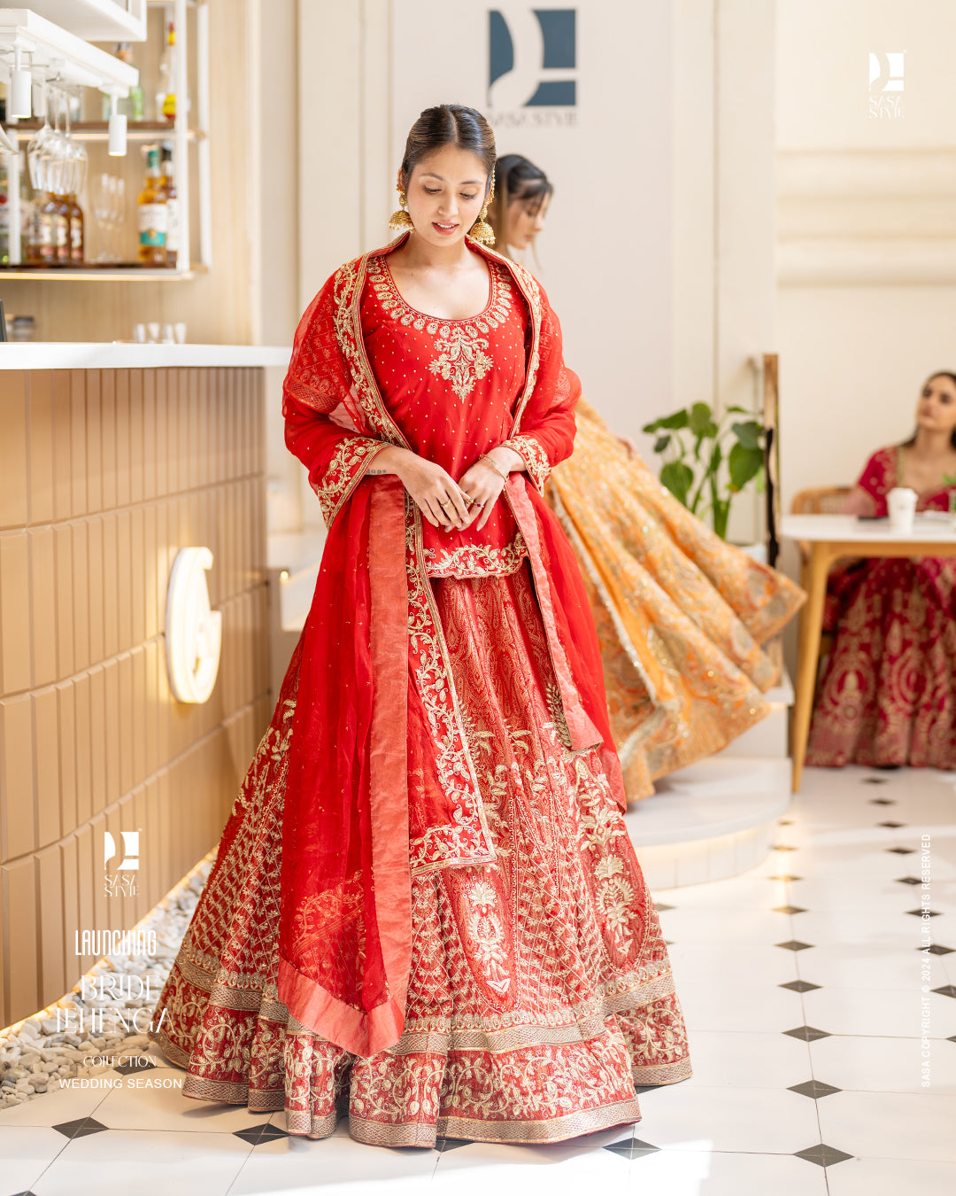 Traditional Red Bridal Lehenga with Intricate Hand Embellishments