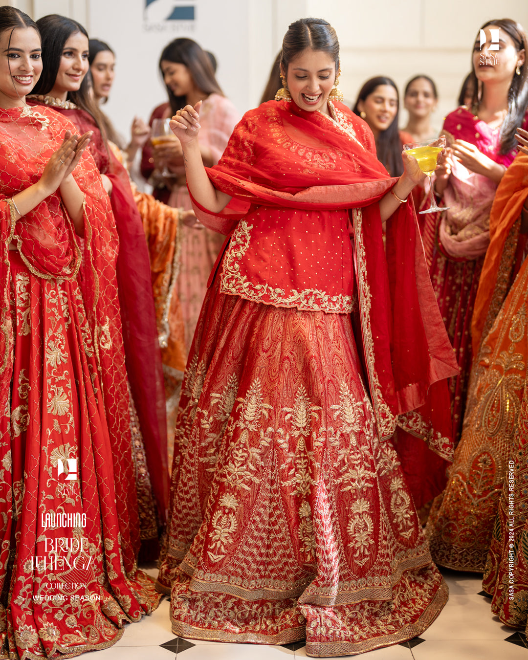 Traditional Red Bridal Lehenga with Intricate Hand Embellishments