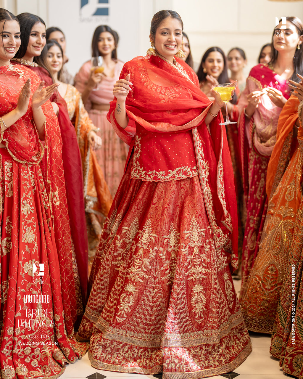 Traditional Red Bridal Lehenga with Intricate Hand Embellishments