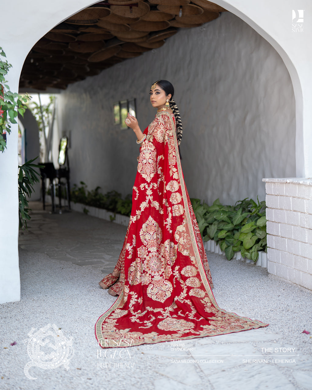 Red bridal lehenga with intricate handwork and traditional dupatta