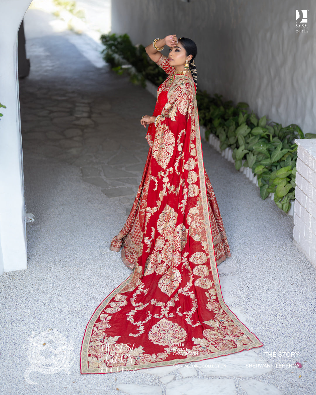 Red bridal lehenga with intricate handwork and traditional dupatta