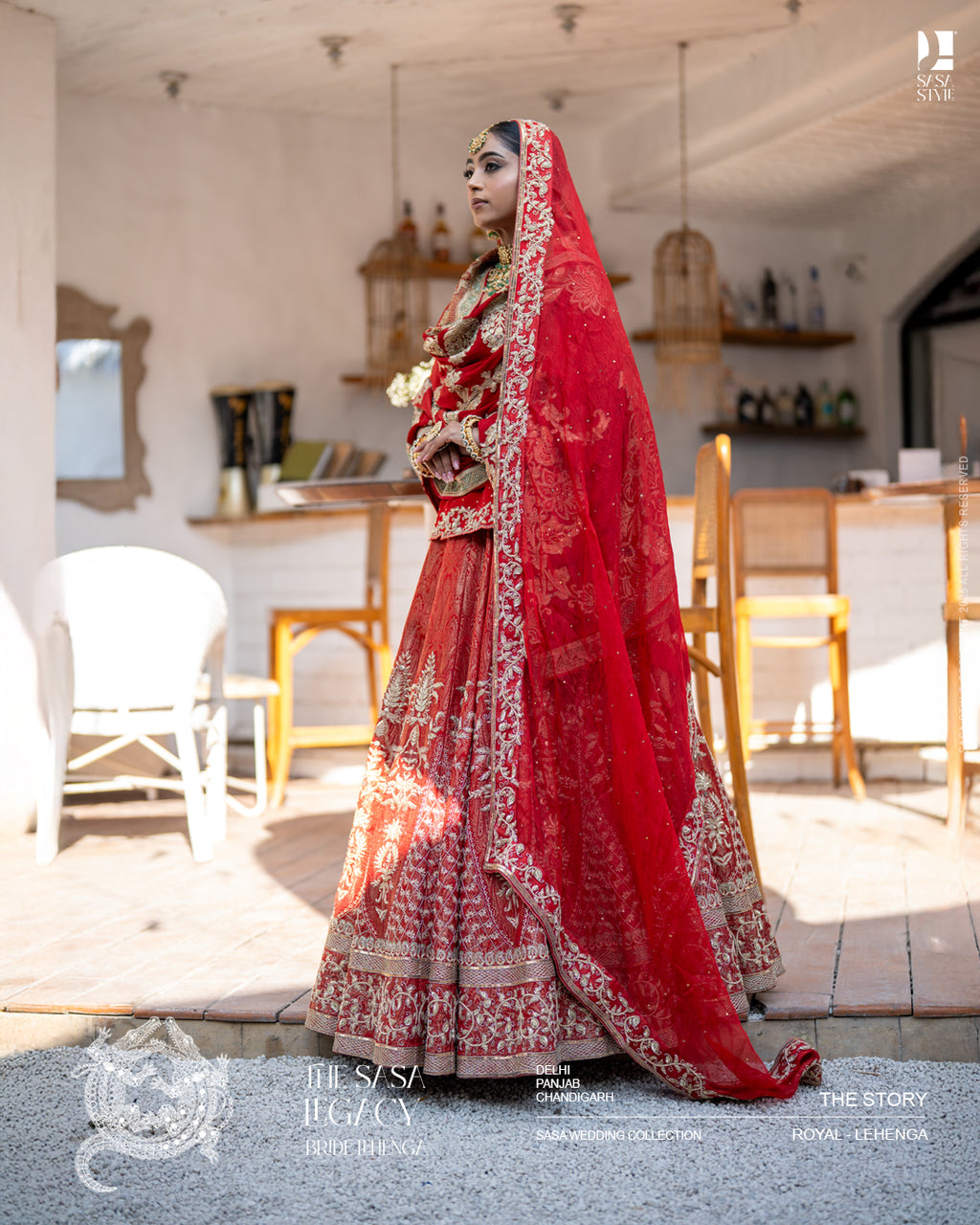 Red bridal lehenga with intricate handwork and traditional dupatta