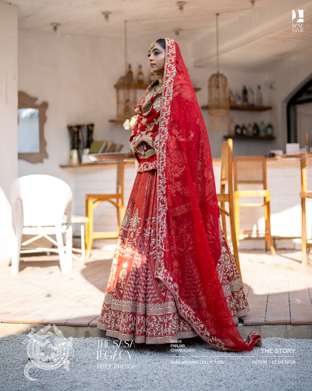 Red bridal lehenga with intricate handwork and traditional dupatta
