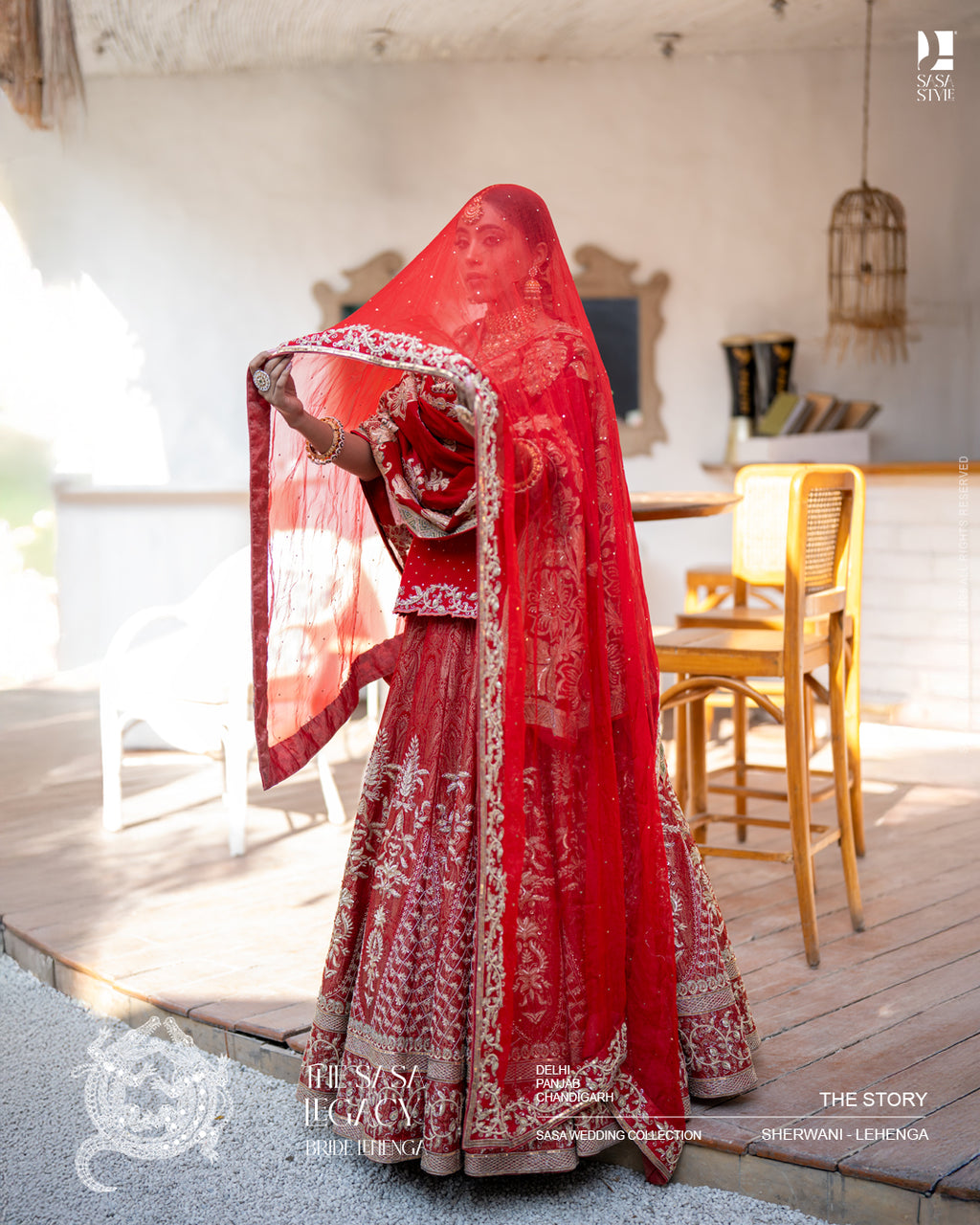 Red bridal lehenga with intricate handwork and traditional dupatta