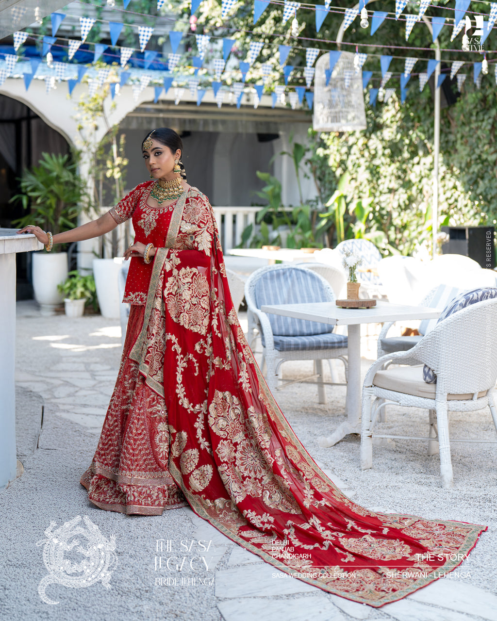 Red bridal lehenga with intricate handwork and traditional dupatta