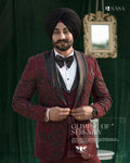 Rich Maroon Hues 3pc Tuxedo Vest Pant
