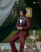 Rich Maroon Hues 3pc Tuxedo Vest Pant