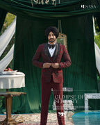 Rich Maroon Hues 3pc Tuxedo Vest Pant